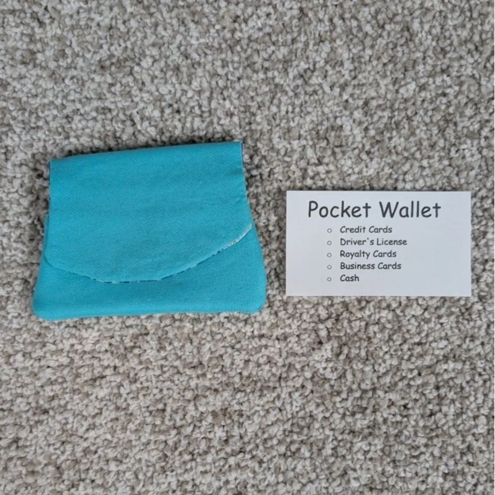 Handmade Pocket Wallet Credit Card Holder Small Clutch Seafoam/Starry Night‎